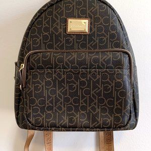 Large Brown Monogram Calvin Klein Backpack